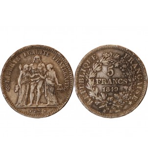 HERCULE ﻿- 5 FRANCS ARGENT 1849 K BORDEAUX 2