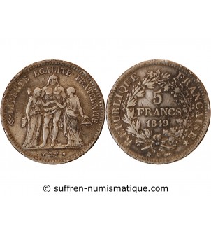 HERCULE ﻿- 5 FRANCS ARGENT 1849 K BORDEAUX