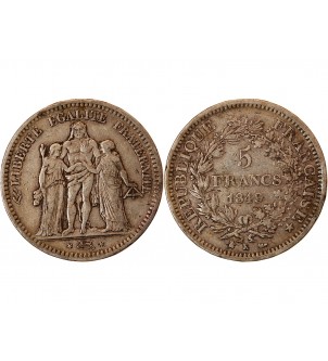 HERCULE ﻿- 5 FRANCS ARGENT 1849 K BORDEAUX 2