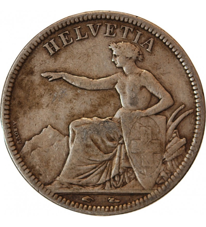SUISSE, CONFEDERATION HELVETIQUE - 5 FRANCS ARGENT 1850 A RARE