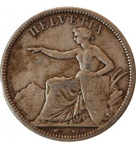 SUISSE, CONFEDERATION HELVETIQUE - 5 FRANCS ARGENT 1850 A RARE
