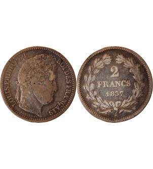 LOUIS PHILIPPE﻿ - 2 FRANCS ARGENT 1837 W LILLE 2