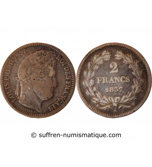 LOUIS PHILIPPE﻿ - 2 FRANCS ARGENT 1837 W LILLE