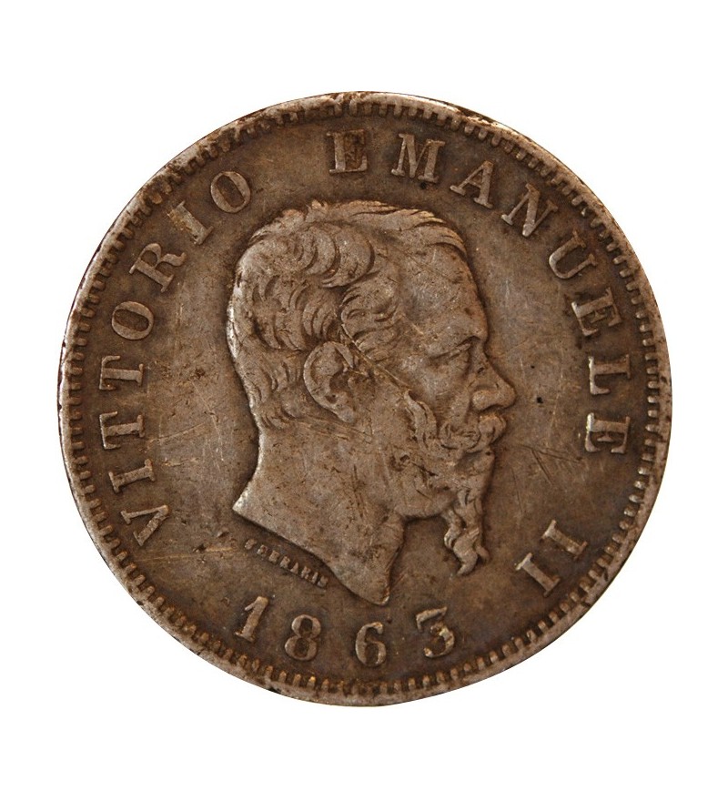 ITALIE, VICTOR EMMANUEL II - 1 LIRA ARGENT 1863 M MILAN
