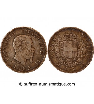 ITALIE, VICTOR EMMANUEL II - 1 LIRA ARGENT 1863 M MILAN