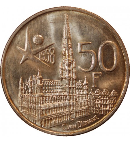 BELGIQUE, BAUDOUIN - 50 FRANCS ARGENT 1958 Exposition Universelle
