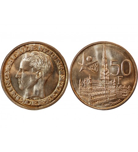BELGIQUE, BAUDOUIN - 50 FRANCS ARGENT 1958 Exposition Universelle