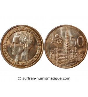 BELGIQUE, BAUDOUIN - 50 FRANCS ARGENT 1958 Exposition Universelle