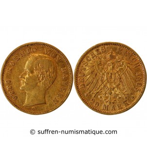 ALLEMAGNE, BAYERN, OTTO - 20 MARK OR 1895 D MUNICH