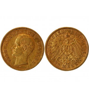 ALLEMAGNE, BAYERN, OTTO - 20 MARK OR 1895 D MUNICH 2