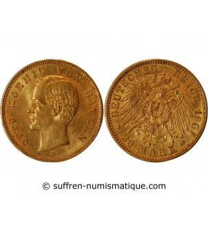 ALLEMAGNE, BAYERN, OTTO - 20 MARK OR 1905 D MUNICH