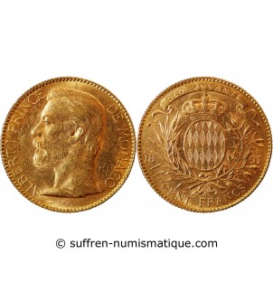 MONACO, ALBERT Ier - 100 FRANCS OR 1891