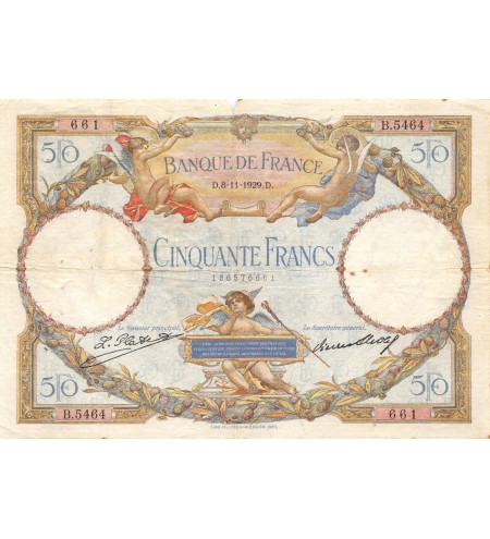 FRANCE, 50 FRANCS Luc Olivier Merson LOM 08.11.1929