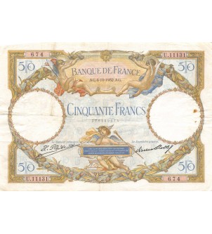 FRANCE, 50 FRANCS Luc Olivier Merson LOM 06.10.1932 2
