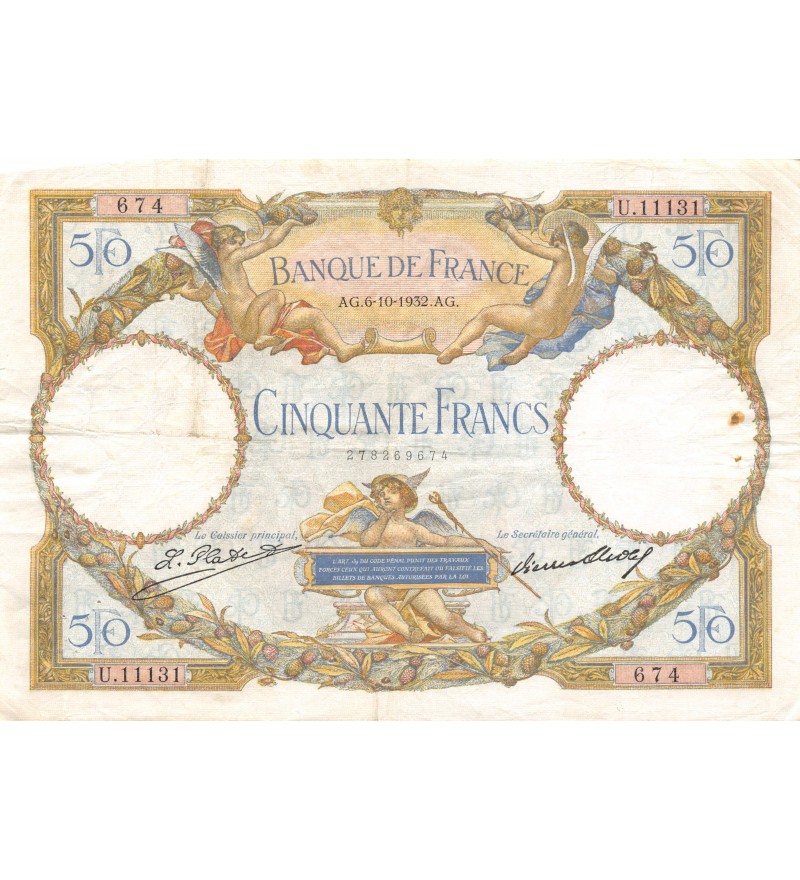FRANCE, 50 FRANCS Luc Olivier Merson LOM 06.10.1932