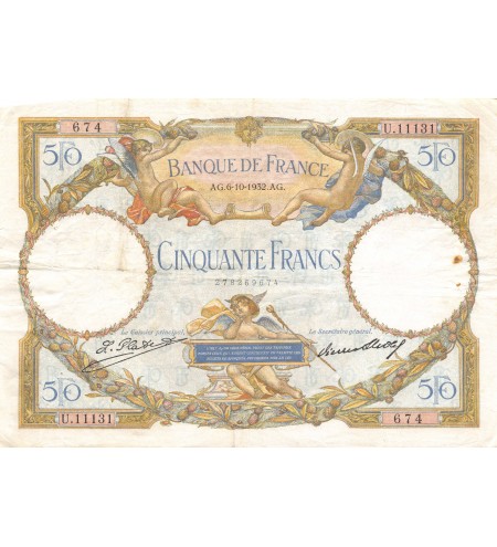 FRANCE, 50 FRANCS Luc Olivier Merson LOM 06.10.1932