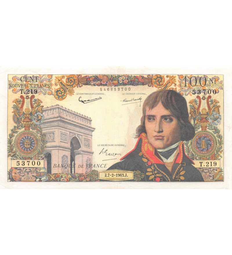 FRANCE, BONAPARTE, 100 NF Nouveaux Francs 07.02.1963