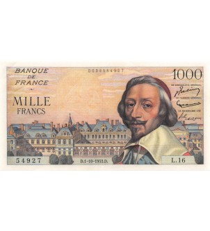 FRANCE, RICHELIEU, 1000 FRANCS 01.10.1953 2