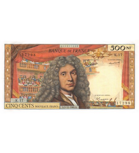 FRANCE, MOLIERE, 500 NF Nouveaux Francs 03.12.1964