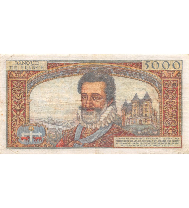 FRANCE, HENRI IV, 5000 FRANCS 06.06.1957
