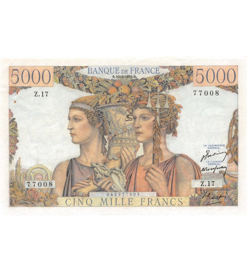FRANCE, TERRE ET MER, 5000 FRANCS 10.03.1949