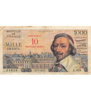 FRANCE, RICHELIEU, 10 NF / 1000 FRANCS 07.03.1957 2