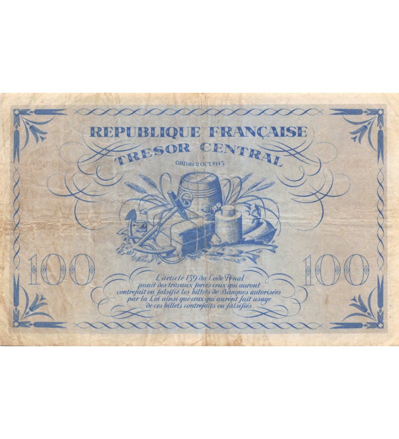 BILLET DU TRESOR, 100 FRANCS MARIANNE 1943 Série PG