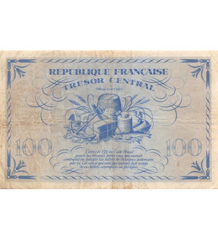 BILLET DU TRESOR, 100 FRANCS MARIANNE 1943 Série PG