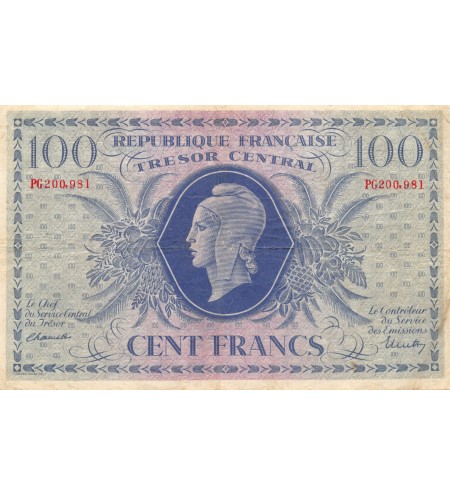 BILLET DU TRESOR, 100 FRANCS MARIANNE 1943 Série PG