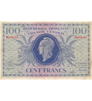 BILLET DU TRESOR, 100 FRANCS MARIANNE 1943 Série PG 2