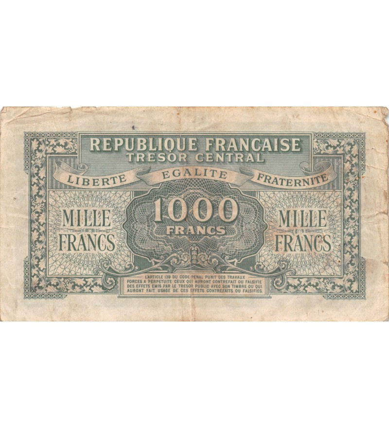 BILLET DU TRESOR, 1000 FRANCS MARIANNE 1945 Série D