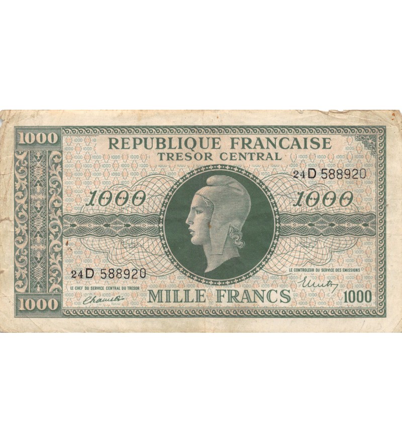 BILLET DU TRESOR, 1000 FRANCS MARIANNE 1945 Série D