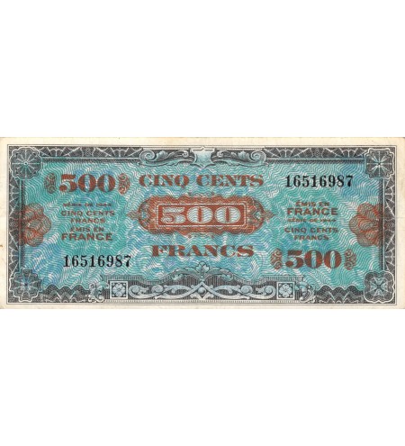 BILLET DU TRESOR, 500 FRANCS DRAPEAU Type 1944