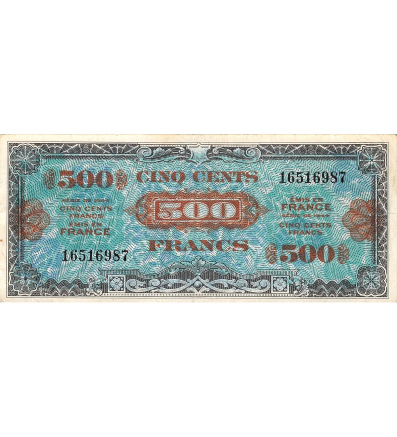 BILLET DU TRESOR, 500 FRANCS DRAPEAU Type 1944