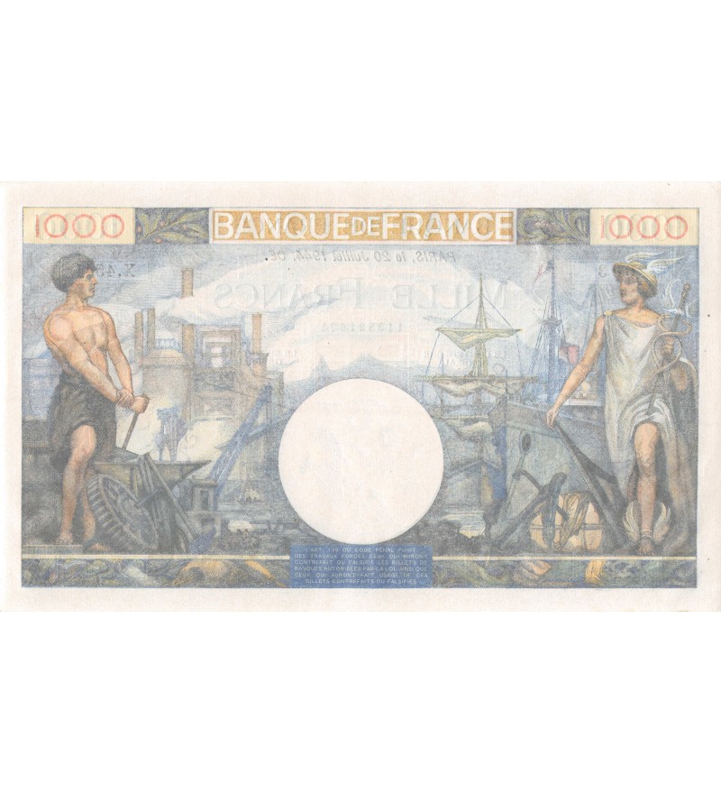 FRANCE, COMMERCE ET INDUSTRIE, 1000 FRANCS 20.07.1944