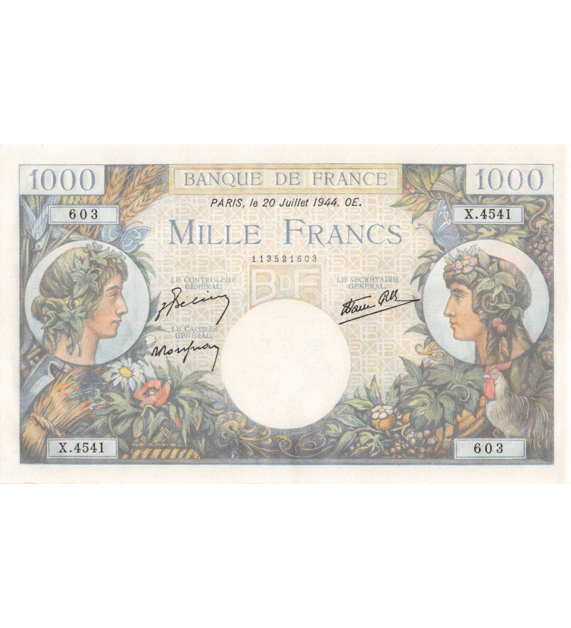 FRANCE, COMMERCE ET INDUSTRIE, 1000 FRANCS 20.07.1944