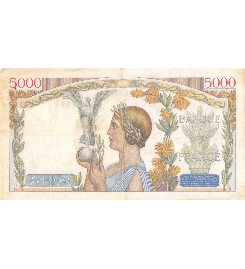 FRANCE, VICTOIRE Type 1934, 5000 FRANCS 11.07.1935