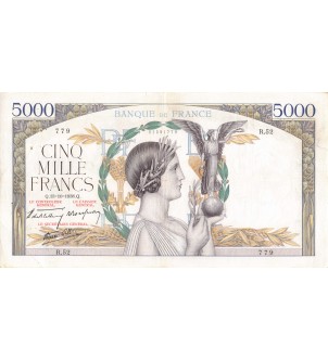 FRANCE, VICTOIRE Taille douce, 5000 FRANCS 13.10.1938 2