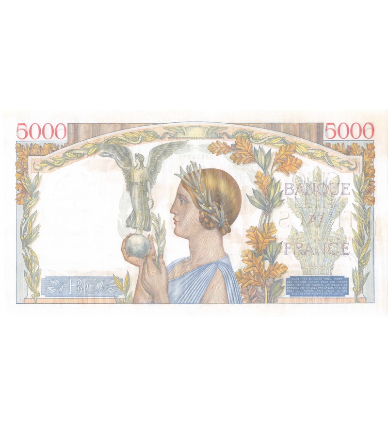 FRANCE, VICTOIRE Impression à plat, 5000 FRANCS 08.10.1942