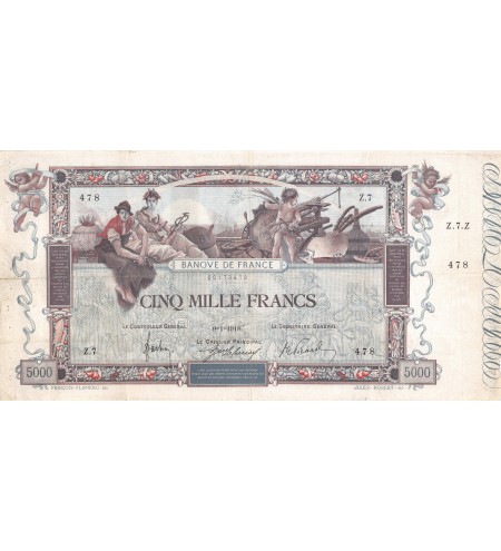 FRANCE, FLAMENG, 5000 FRANCS 09.01.1918