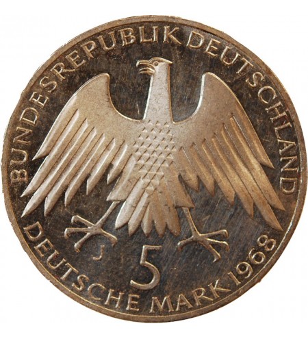 ALLEMAGNE, Friedrich Wilhelm﻿ Raiffeisen ﻿- 5 MARK ARGENT 1968 J HAMBOURG