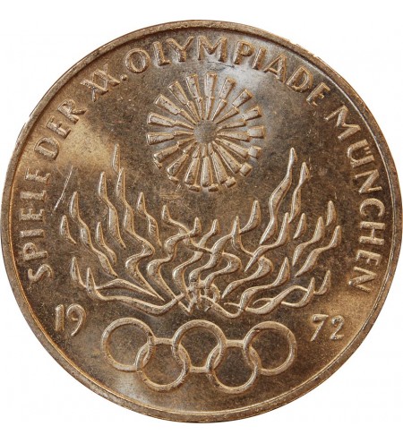 ALLEMAGNE, FLamme JO MUNICH - 10 MARK ARGENT 1972 G KARLSRUHE﻿