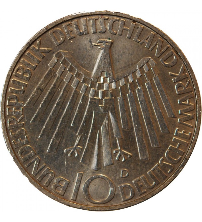 ALLEMAGNE, Emblème des JO MUNICH - 10 MARK ARGENT 1972 D MUNICH