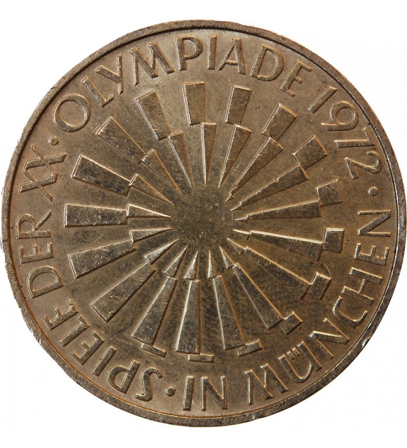 ALLEMAGNE, Emblème des JO MUNICH - 10 MARK ARGENT 1972 D MUNICH