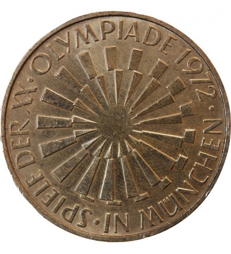 ALLEMAGNE, Emblème des JO MUNICH - 10 MARK ARGENT 1972 D MUNICH