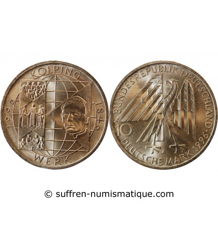 ALLEMAGNE, KOLPINGWERK - 10 MARK ARGENT 1996 A BERLIN