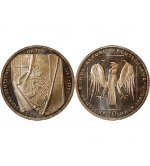 ALLEMAGNE, 800 ans de l'ordre Teutonique - 10 MARK ARGENT 1990 J HAMBOURG 2