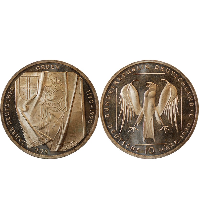 ALLEMAGNE, 800 ans de l'ordre Teutonique - 10 MARK ARGENT 1990 J HAMBOURG