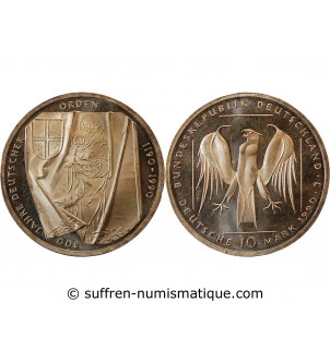 ALLEMAGNE, 800 ans de l'ordre Teutonique - 10 MARK ARGENT 1990 J HAMBOURG