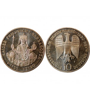 ALLEMAGNE, Friedrich 1er Barbarossa - 10 MARK ARGENT 1990 F STUTTGART 2